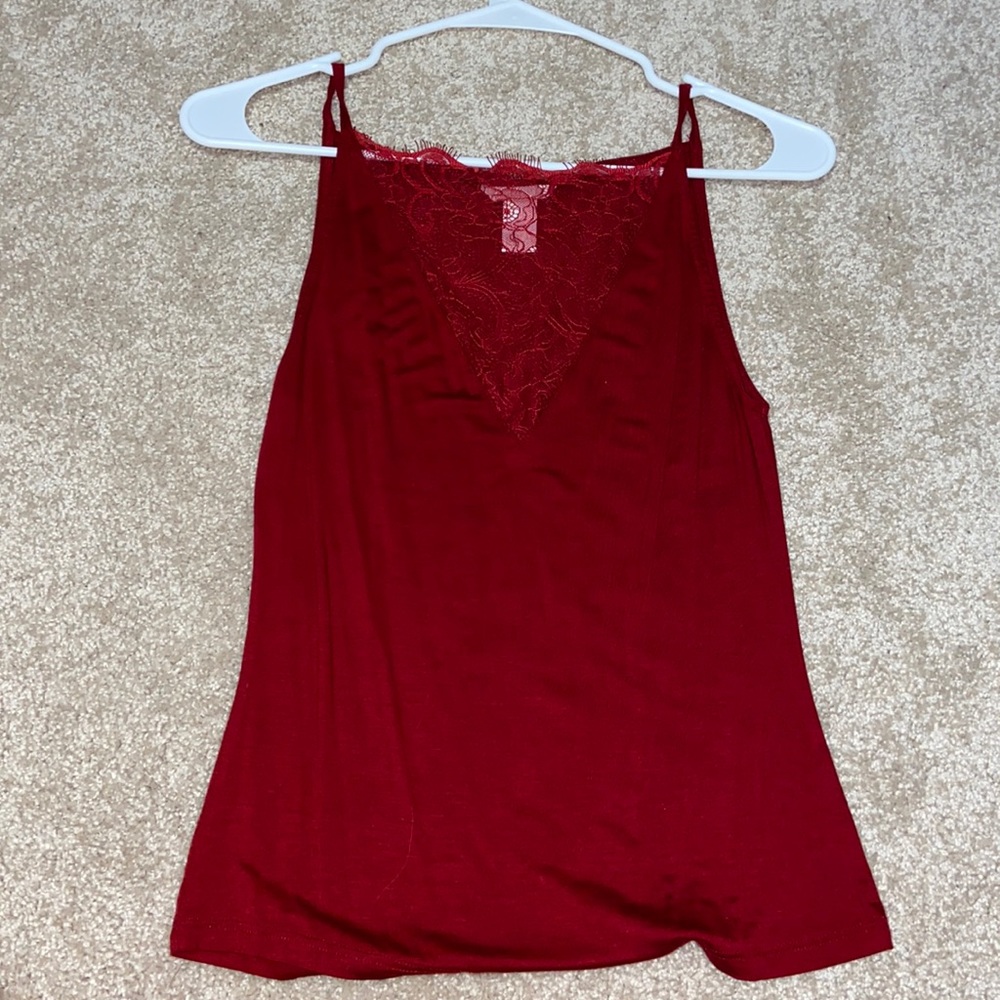 lace front red tank top